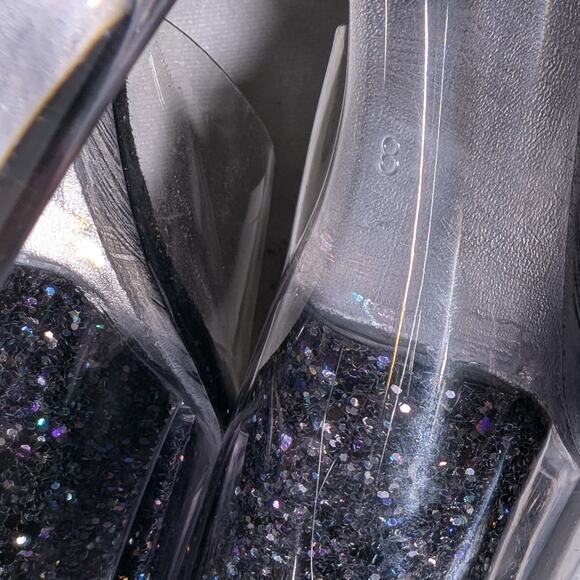 Pleaser Adore 708 Clear Vinyl Black Glitter Platform Spike Heel Dancer Sandals 8 - Picture 4 of 7